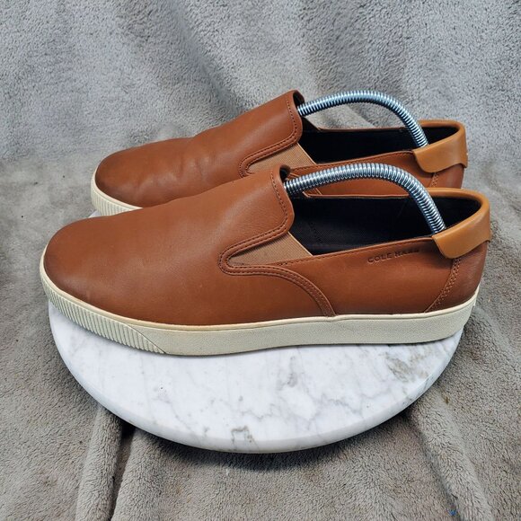 Cole Haan Shoes Mens Size 9 Brown Leather Nantucket Slip On Sneaker *Read* - Picture 1 of 10